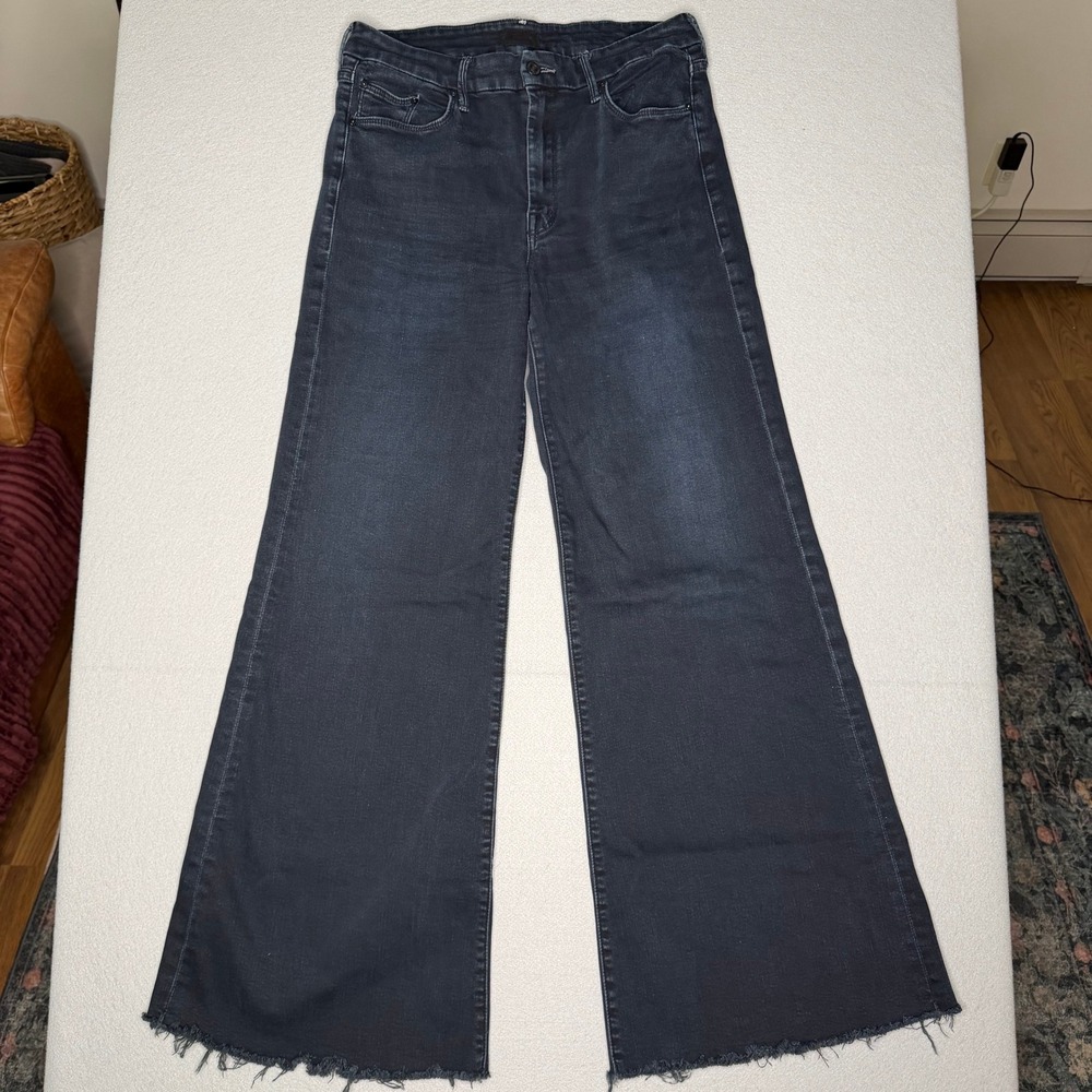 Mother The Roller Fray Jeans Night In Venice Dark Gray High Rise Women Size 30